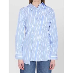 Jacquemus La Chemise Pablo Asymmetric Shirt in Blue Stripe 36 US 4
